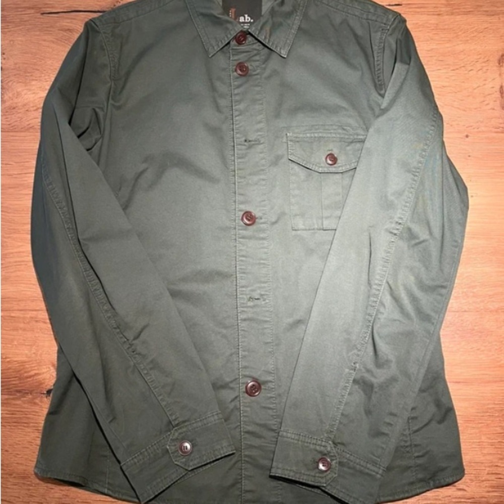 Zara Men's Olive Green Military Field Button-Up Jacket